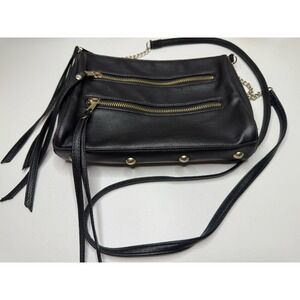 Deb & Dave L.A. N.Y. Black Faux Leather Shoulder Bag Purse 7x10"